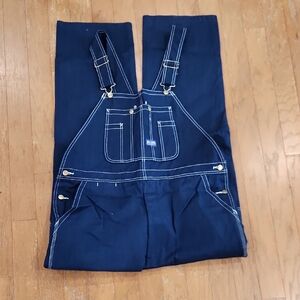 Blue Denim Overalls with White‎ Stitching